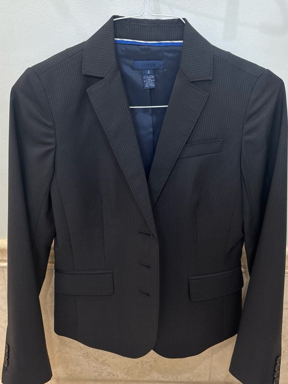 J. Crew Women's Dark Navy Pinstripe Suit Jacket
